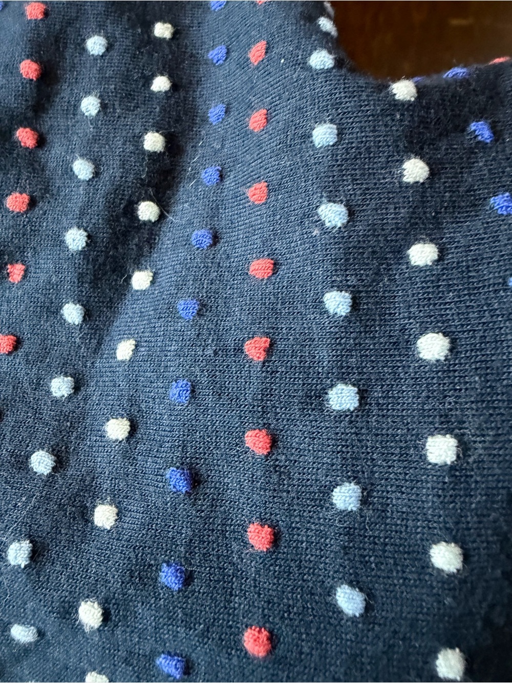 Loft Texture Navy Polka Dot Tie-Waist Dress 100% Cotton XS - Picture 5 of 7